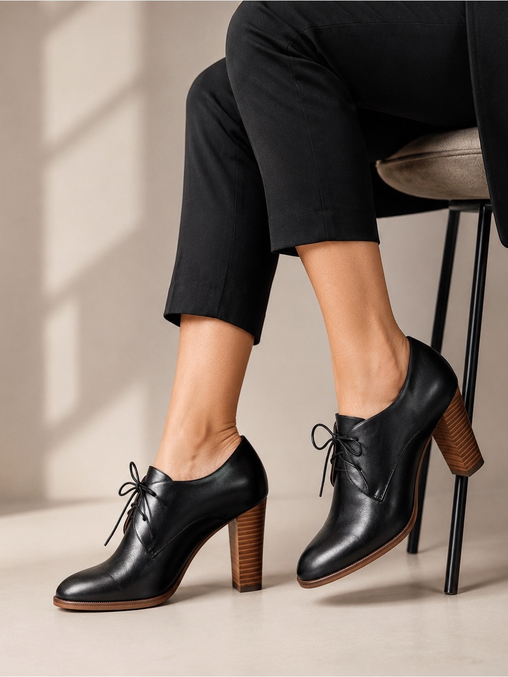 Madewell leather lace up block heel oxfords size 6.5